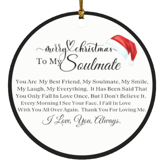 Merry Christmas Soulmate Black Circle Ornament