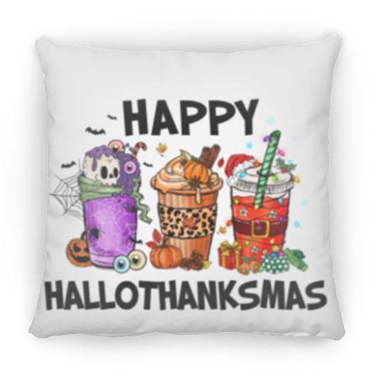 Happy Hallothanksmas -Small Square Pillow