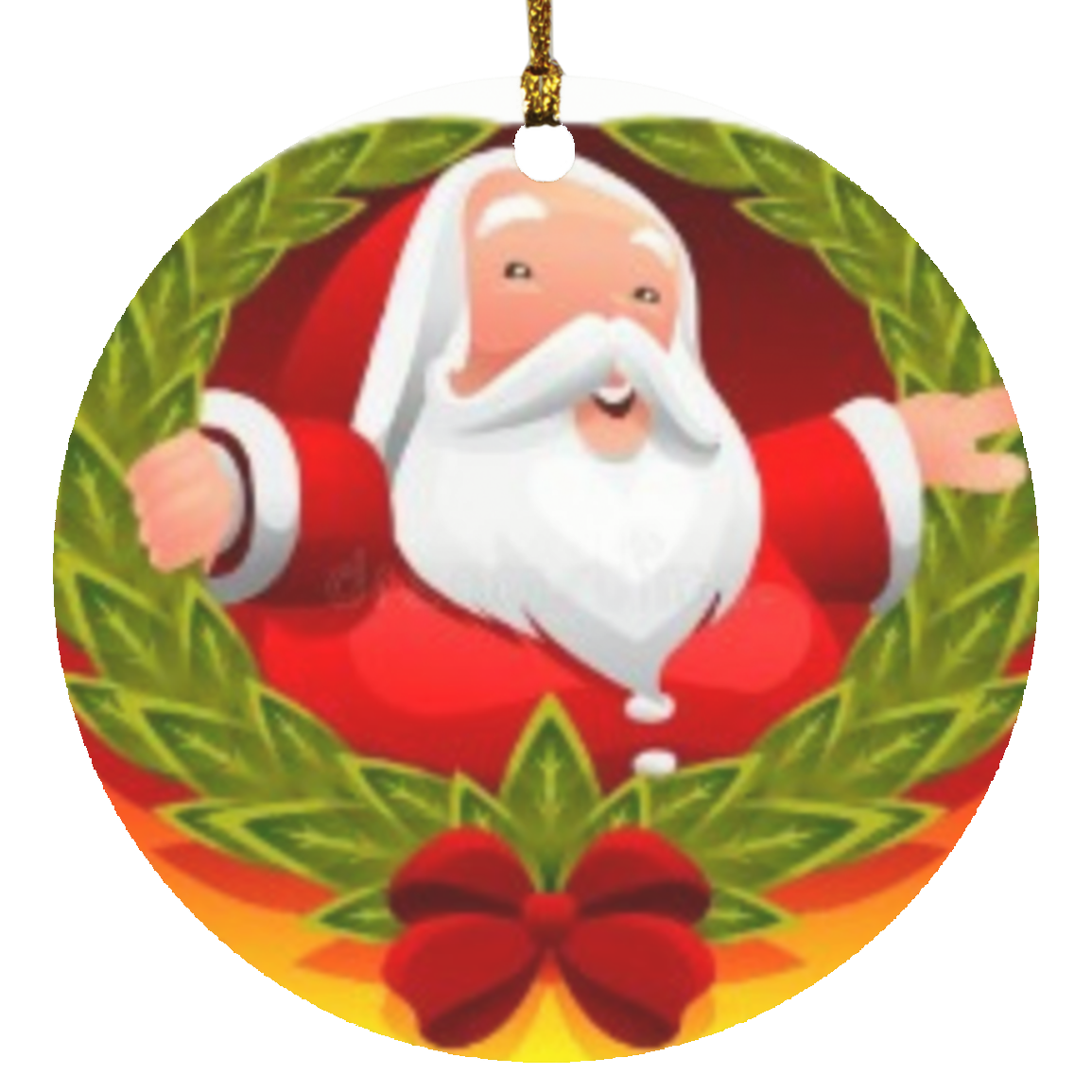 Santa Wreath  Christmas Circle Ornament