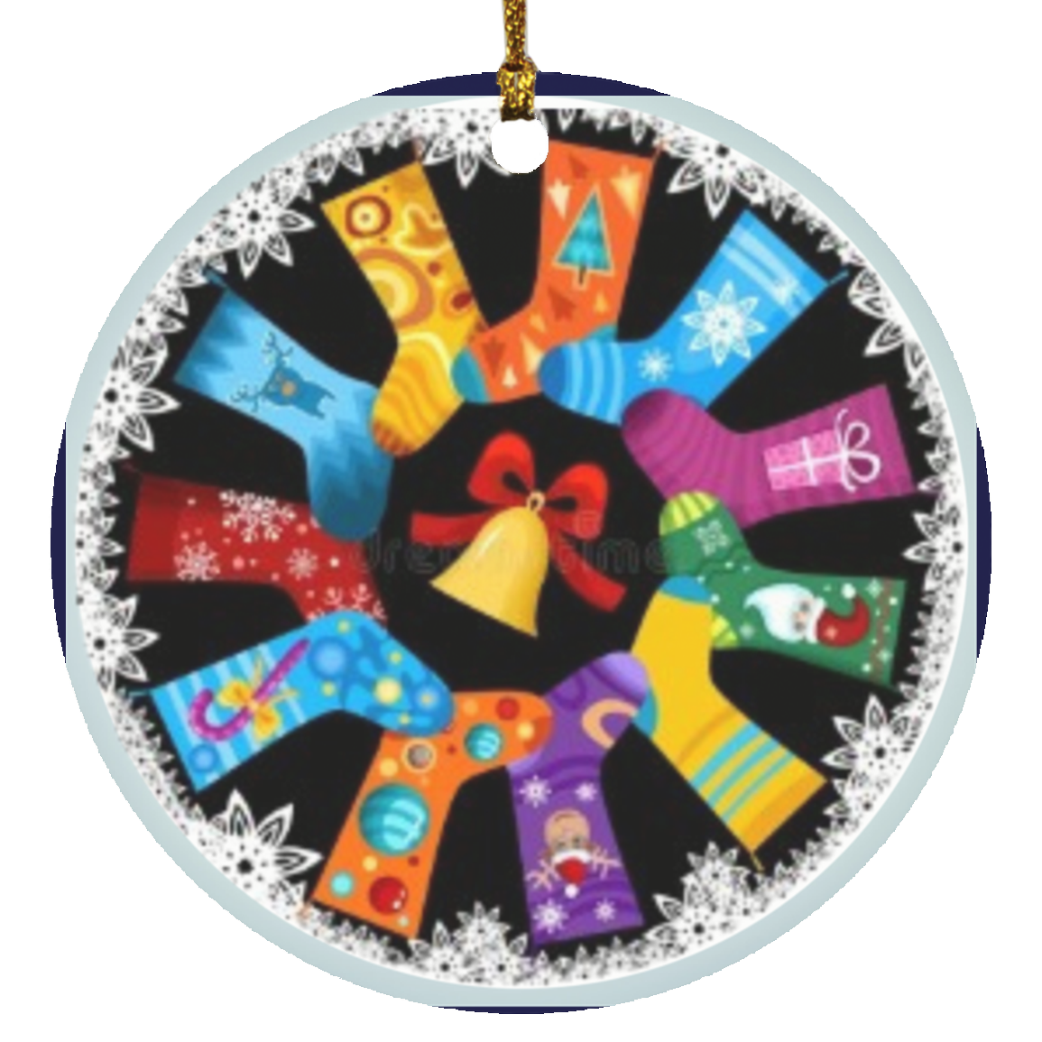 Christmas Stockings Circle Ornament