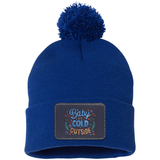 Baby It's Cold Outside Pom Pom Knit Cap - Patch