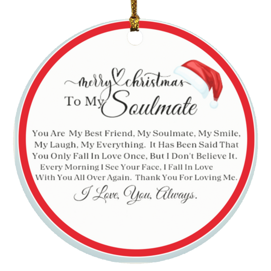 Merry Christmas Soulmate Red Circle Ornament