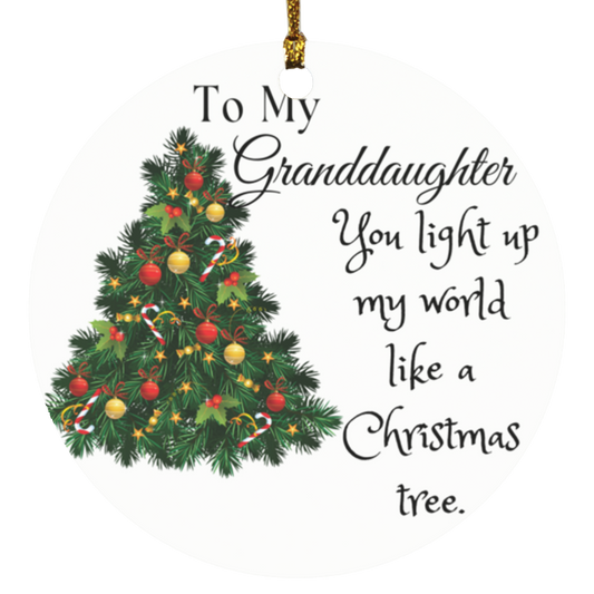 To My Granddaughter Christmas Circle Ornament