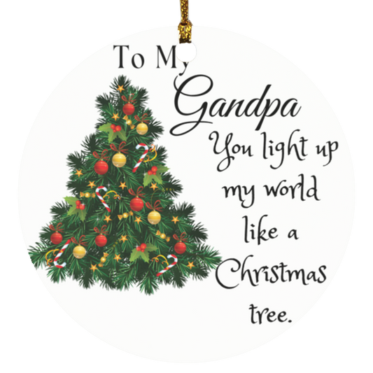 To My Grandpa Christmas Circle Ornament