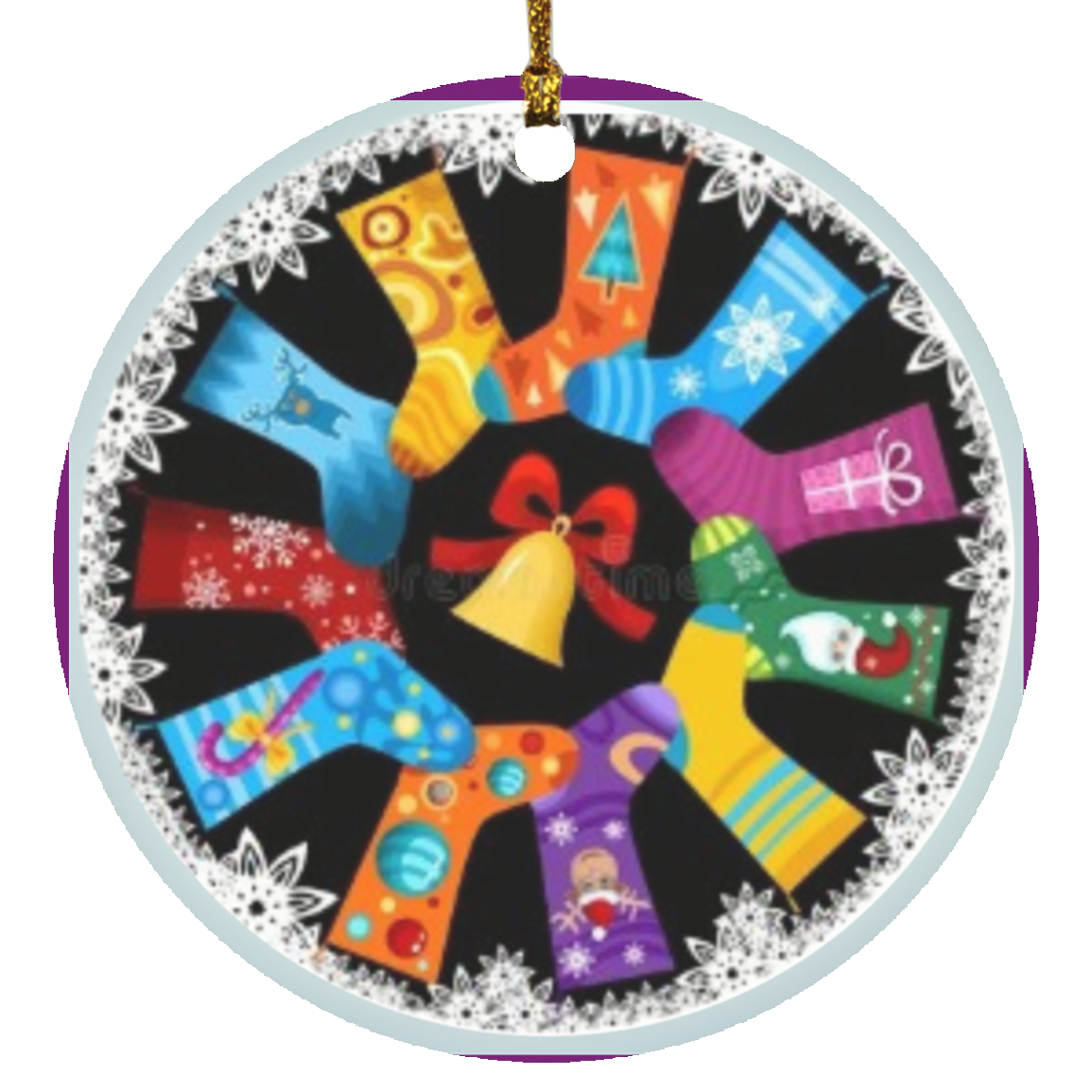 Christmas Stockings Circle Ornament