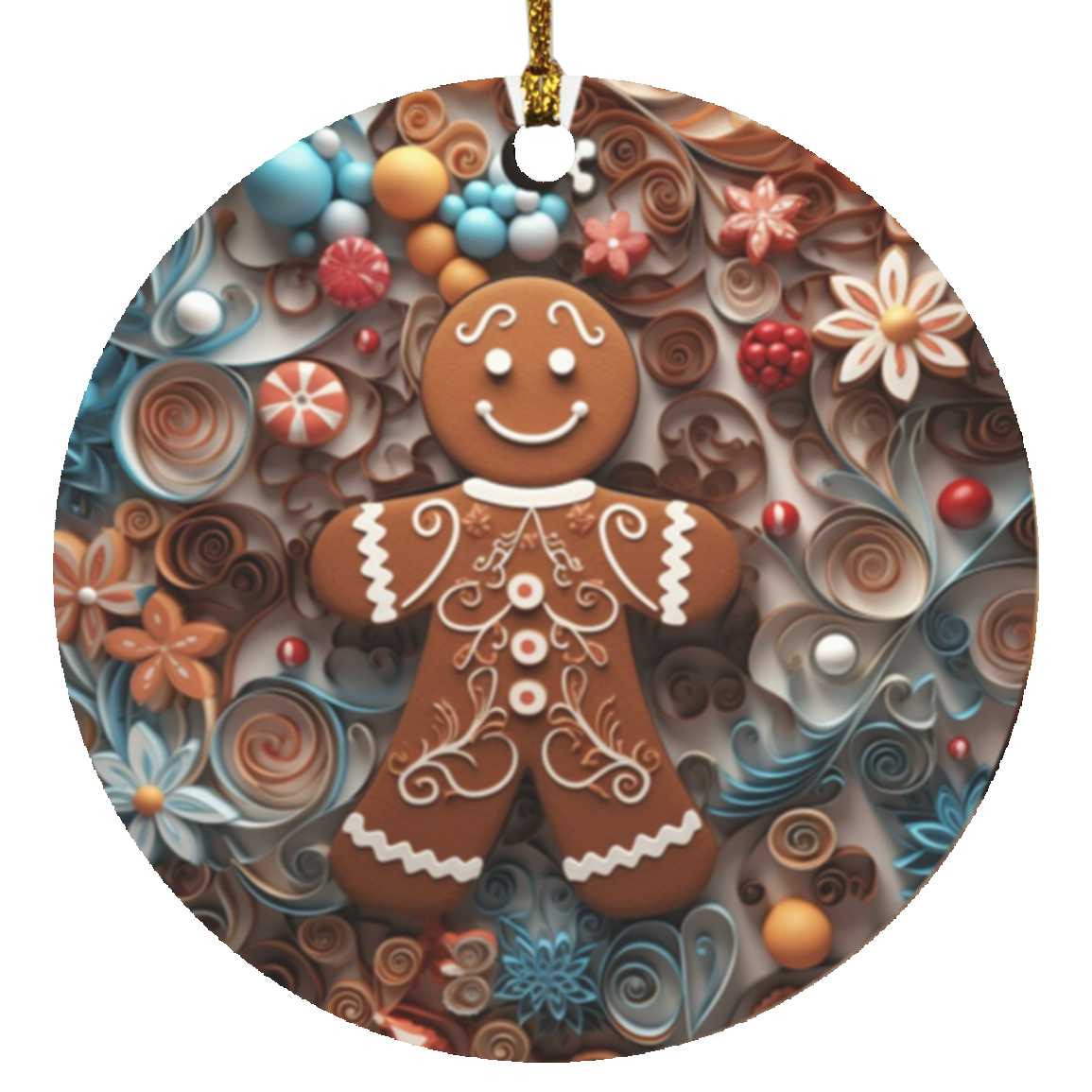 Gingerbread Man Circle Ornament