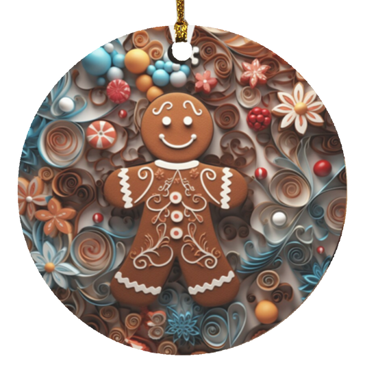 Gingerbread Man Circle Ornament