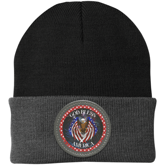 God Bless America  (C1) Knit Cap - Patch