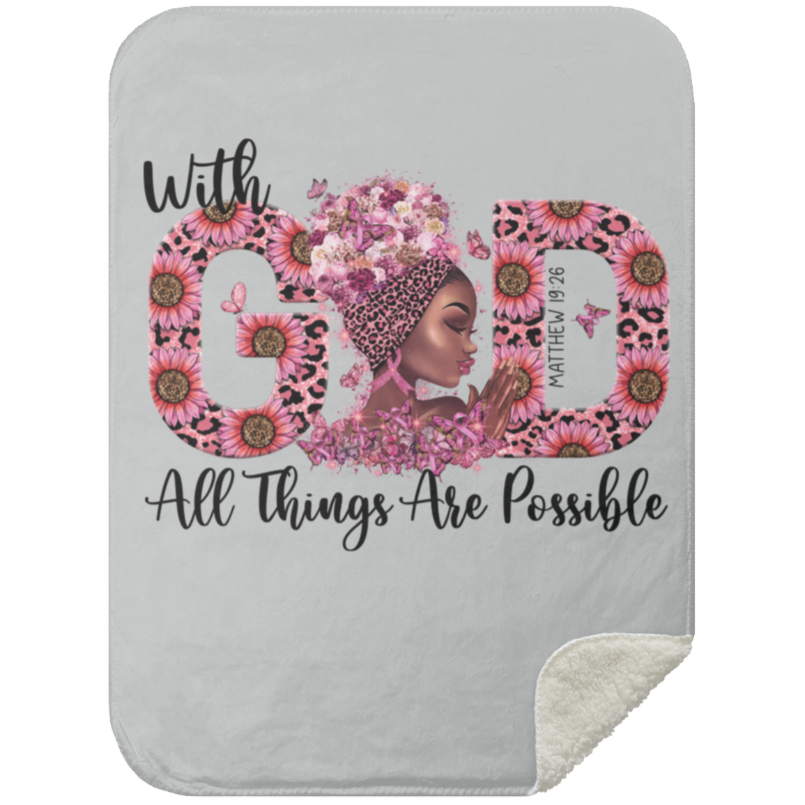 With God All Things -Mink Sherpa Blanket 30x40