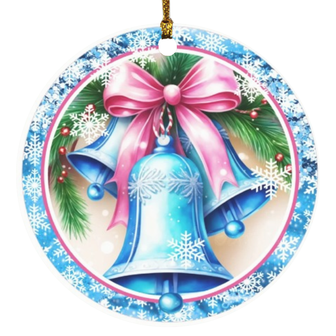 Pastels Bells Circle Ornament