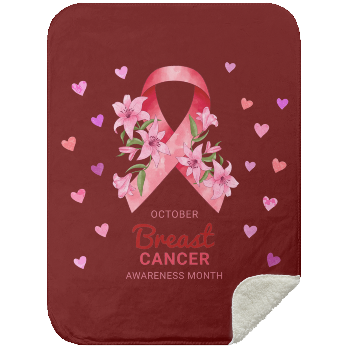 October Breast Cancer Awareness -  Mink Sherpa Blanket 30x40