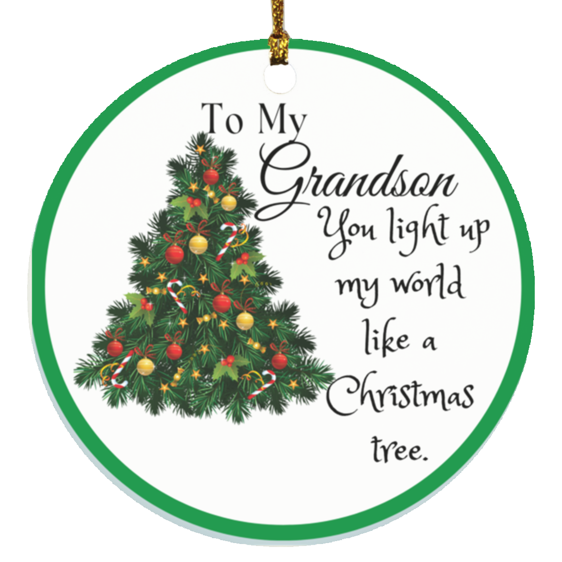 To My Grandson Christmas Circle Ornament