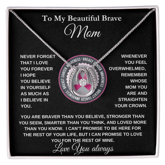 IN TRIBUTE TO THOSE AFFECTED BY CANCER.  Shine for a Cause: Mom Lucky In Love Necklace