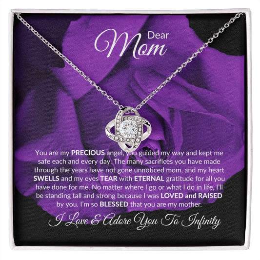 Dear Mom You Are My Precious Angel Love Knot Necklace