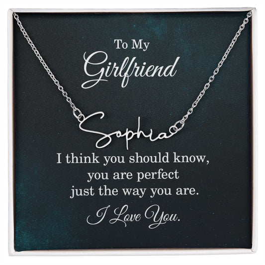 To My Girlfriend Signature Style Name Necklace