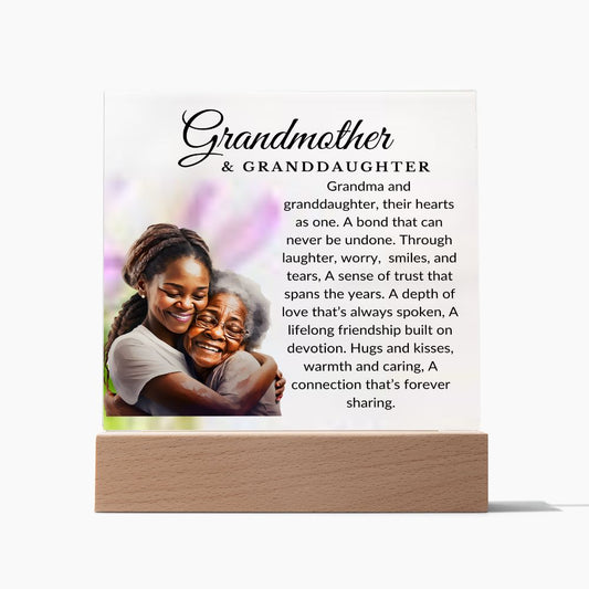 Grandmother and Granddaughter Square Acrylic Plaque