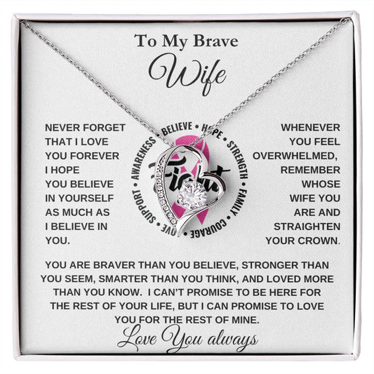 Everlasting Hope: Breast Cancer Awareness Forever Love Necklace (Wife)