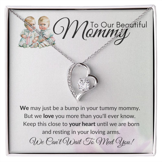 To Our Beautiful Mommy- Heart Necklace (Twins)