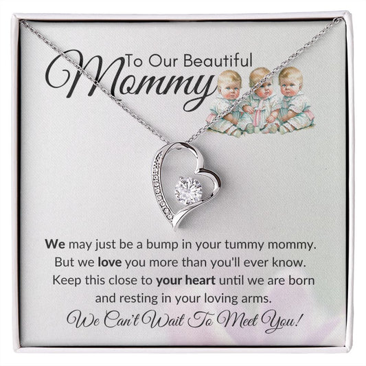 To Our Beautiful Mommy- Heart Necklace (Triplets)