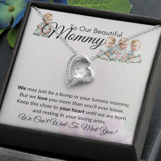 To Our Beautiful Mommy-Heart Necklace (Quadruplets)