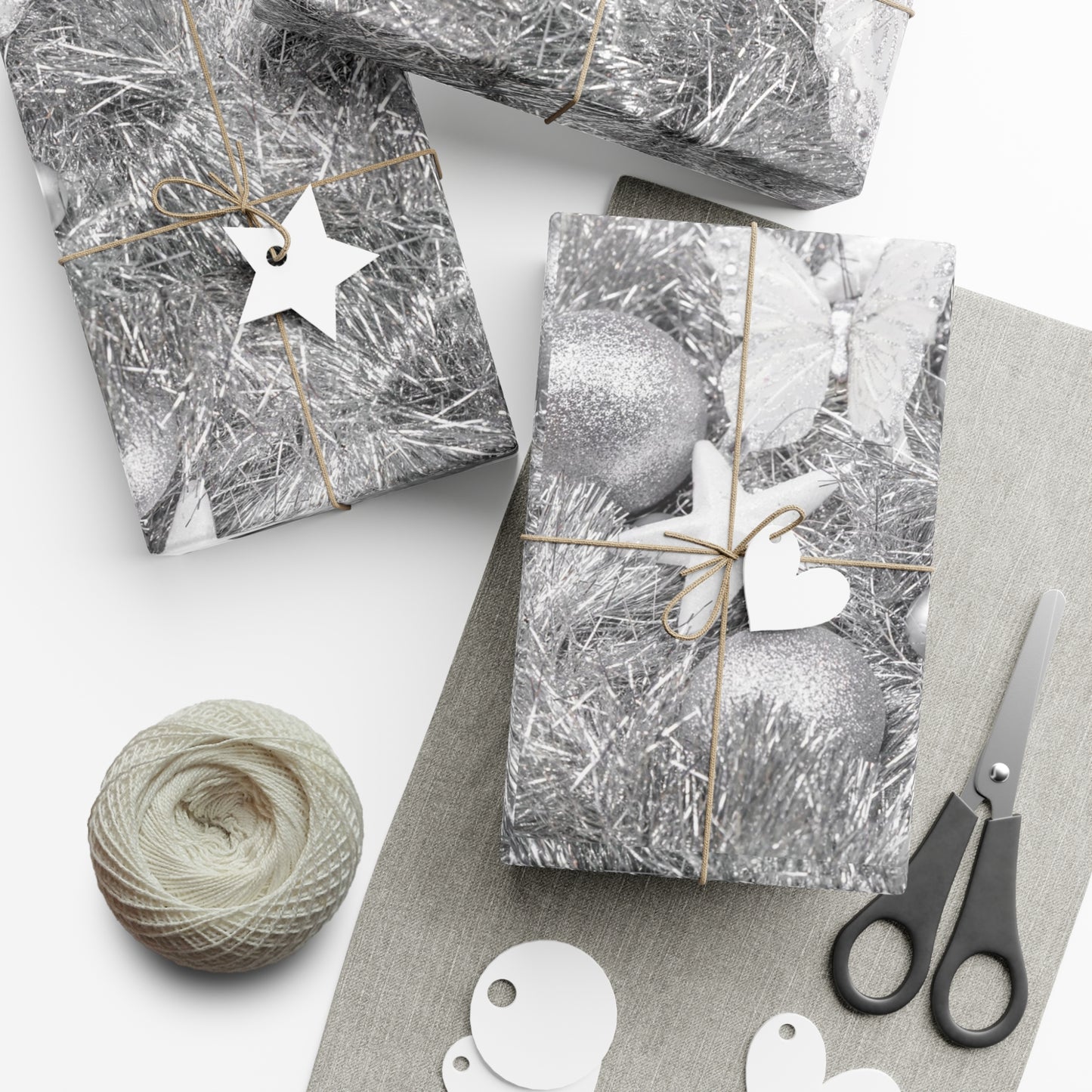 White Christmas Tree Gift Wrap Papers