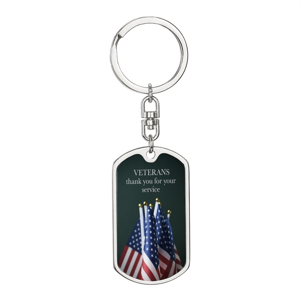 Veterans Thank You For Your Service Dog Tag with Swivel Keychain