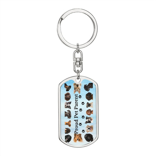 Proud Pet Parent Graphic Dog Tag Keychain