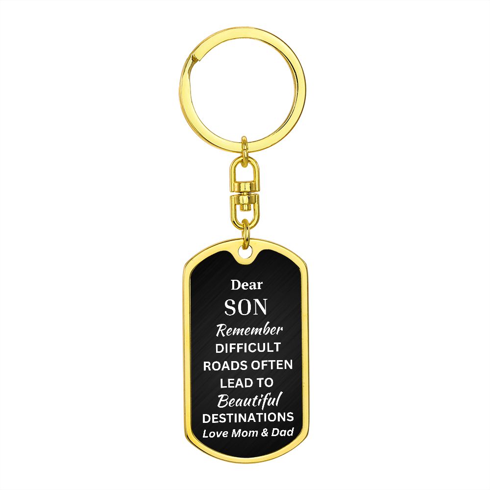 Dear Son Dog Tag with Swivel Keychain