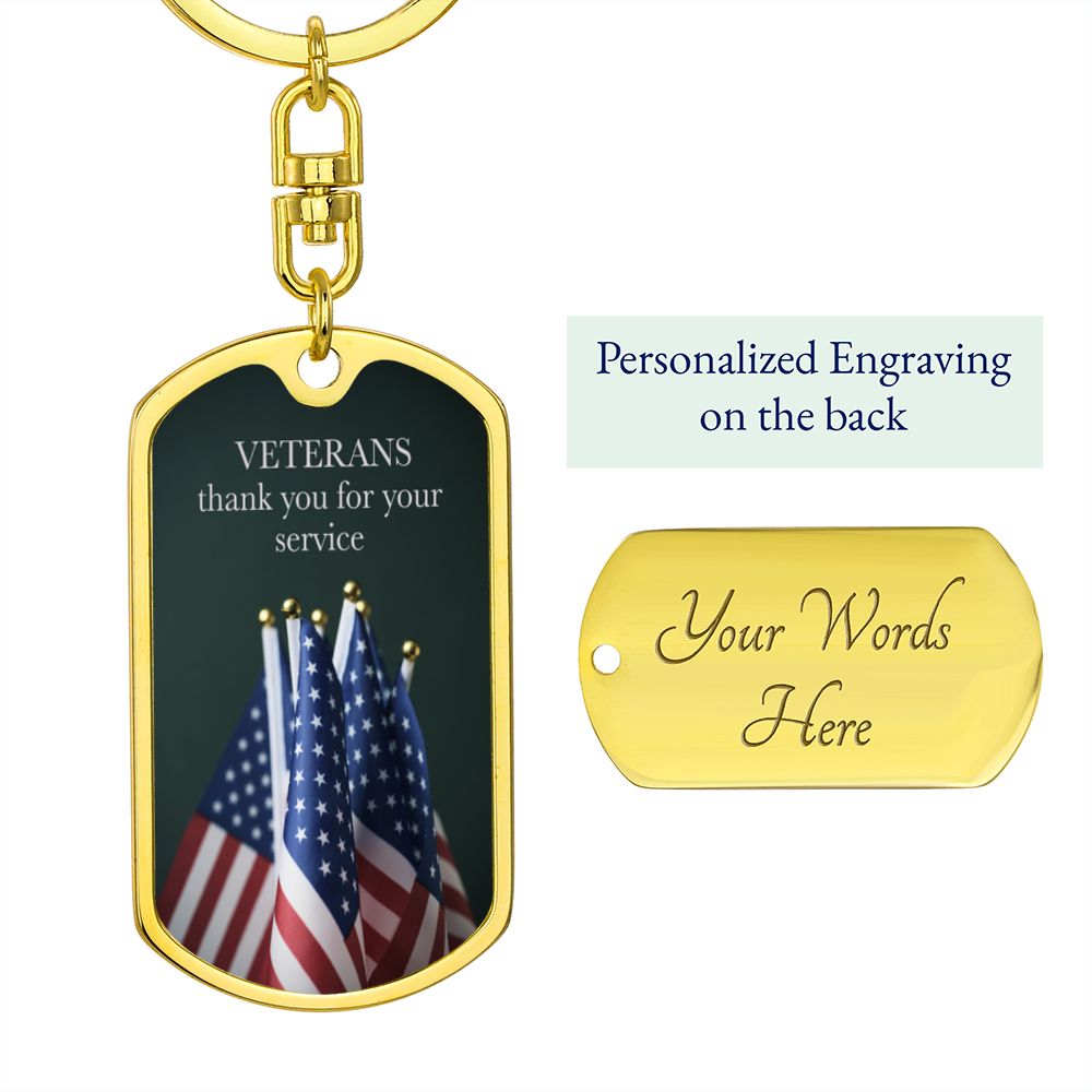 Veterans Thank You For Your Service Dog Tag with Swivel Keychain