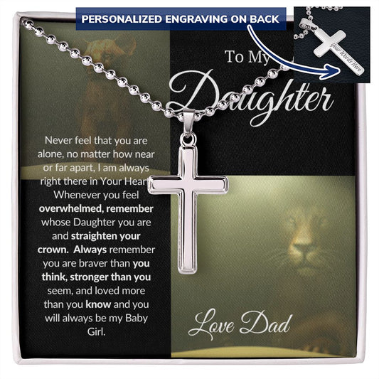 To My Daughter Personalized Cross with Chain