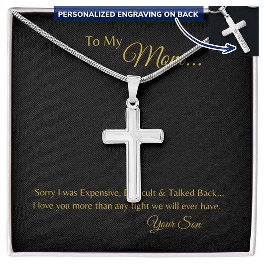To My Mom Personalized Cross Necklace