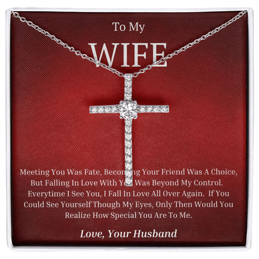 To My Wife Cross Necklace