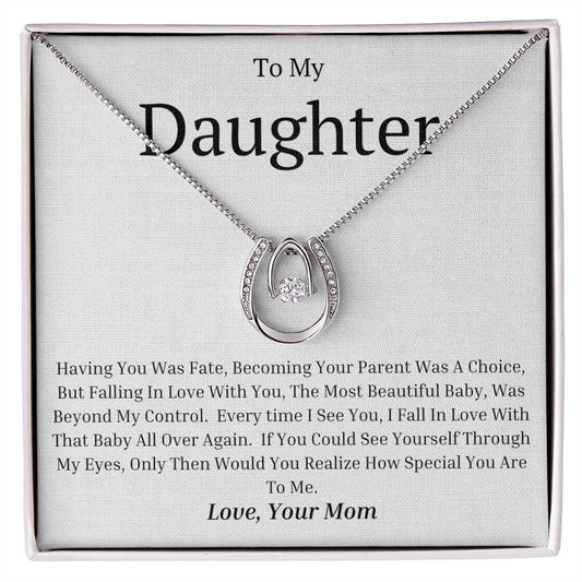 To My Daughter Lucky In Love Necklace