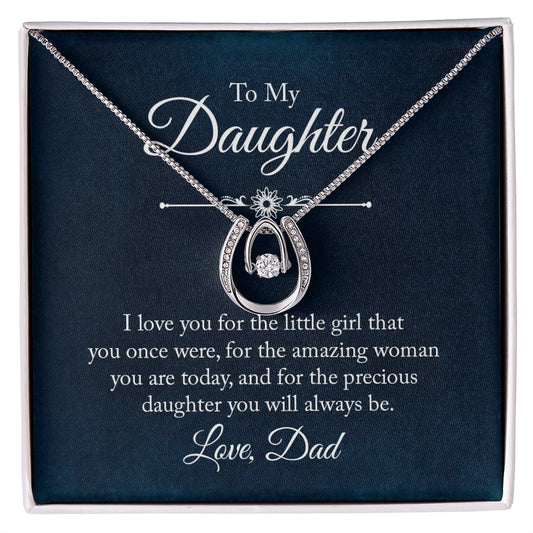 SALE 50% Off! My Daughter Lucky In Love Necklace - Love Dad