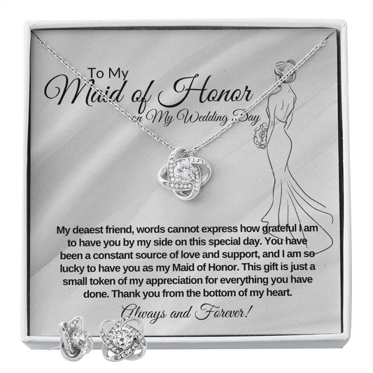 My Maid of Honor (Best Friend) Love Knot Earring and Necklace Collections