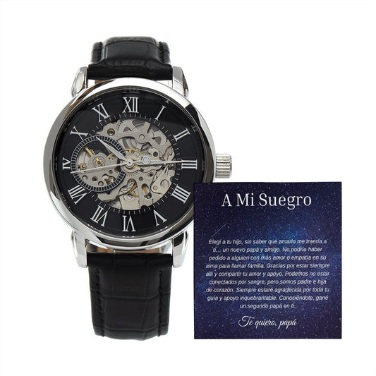 To My Father-in-Law Men's Openwork Watch (Spanish)