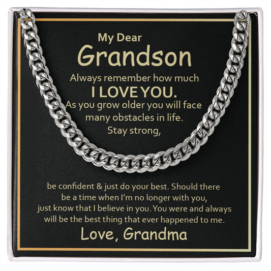 Dear Grandson Cuban Link Chain Love Grandma