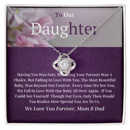 To Our Daughter Love Knot Necklace