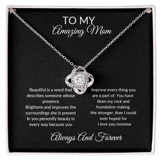 To My Amazing Mom Love Knot Necklace