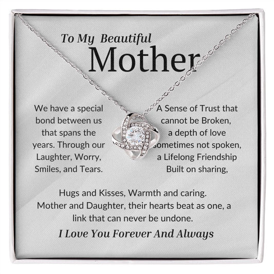 To My Beautiful Mother Love Knot Necklace