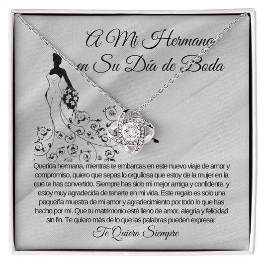 To My Sister on Her Wedding Day Love Knot Necklace (Spanish)