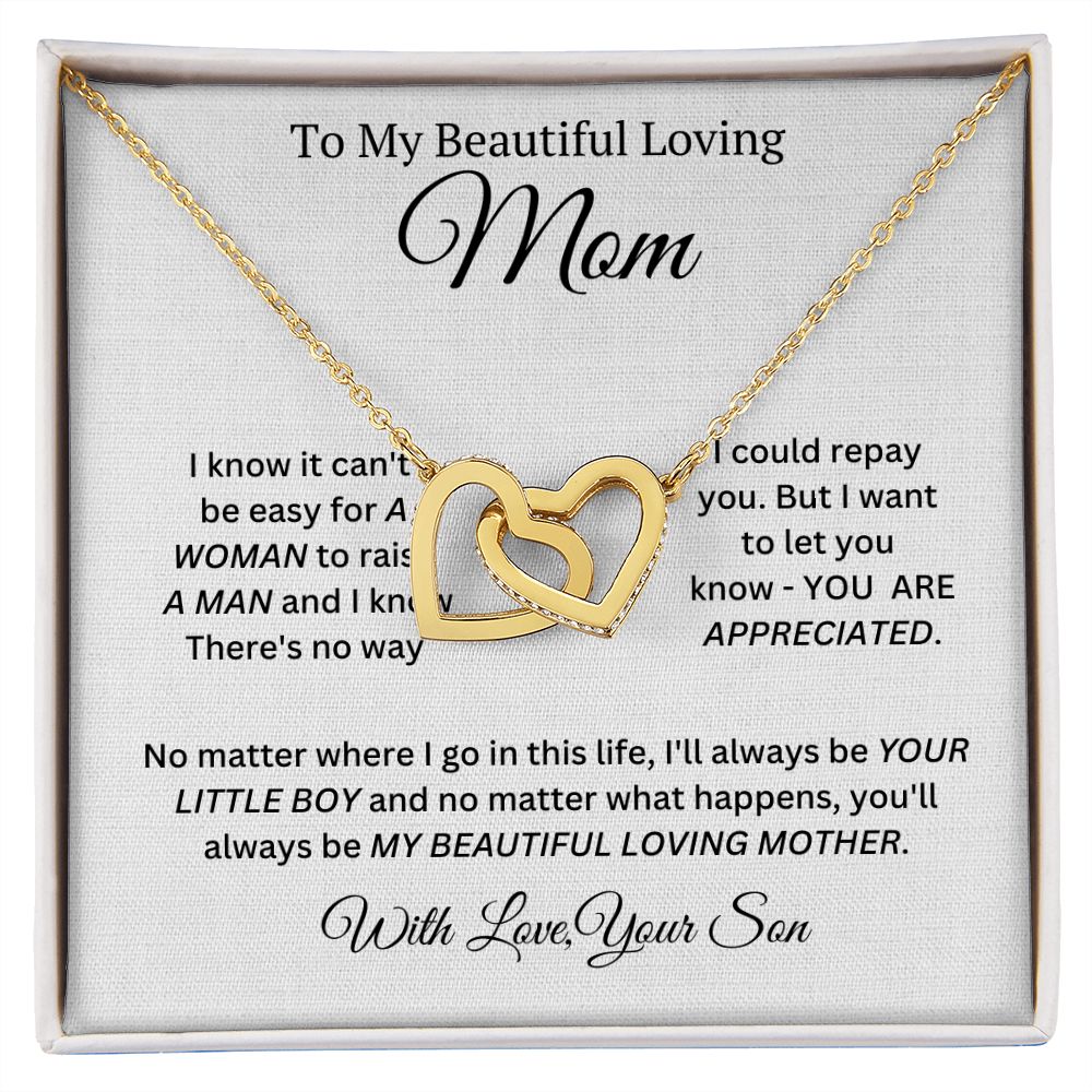 My Beautiful Loving Mom Interlocking Heart Necklace