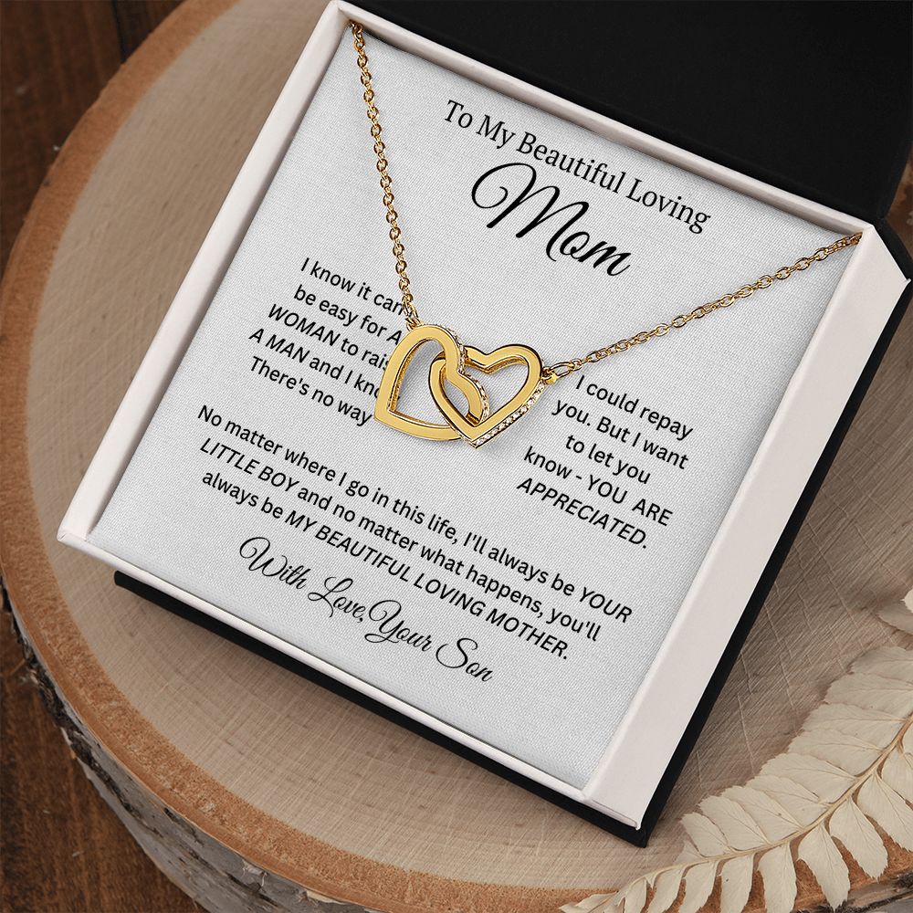 My Beautiful Loving Mom Interlocking Heart Necklace