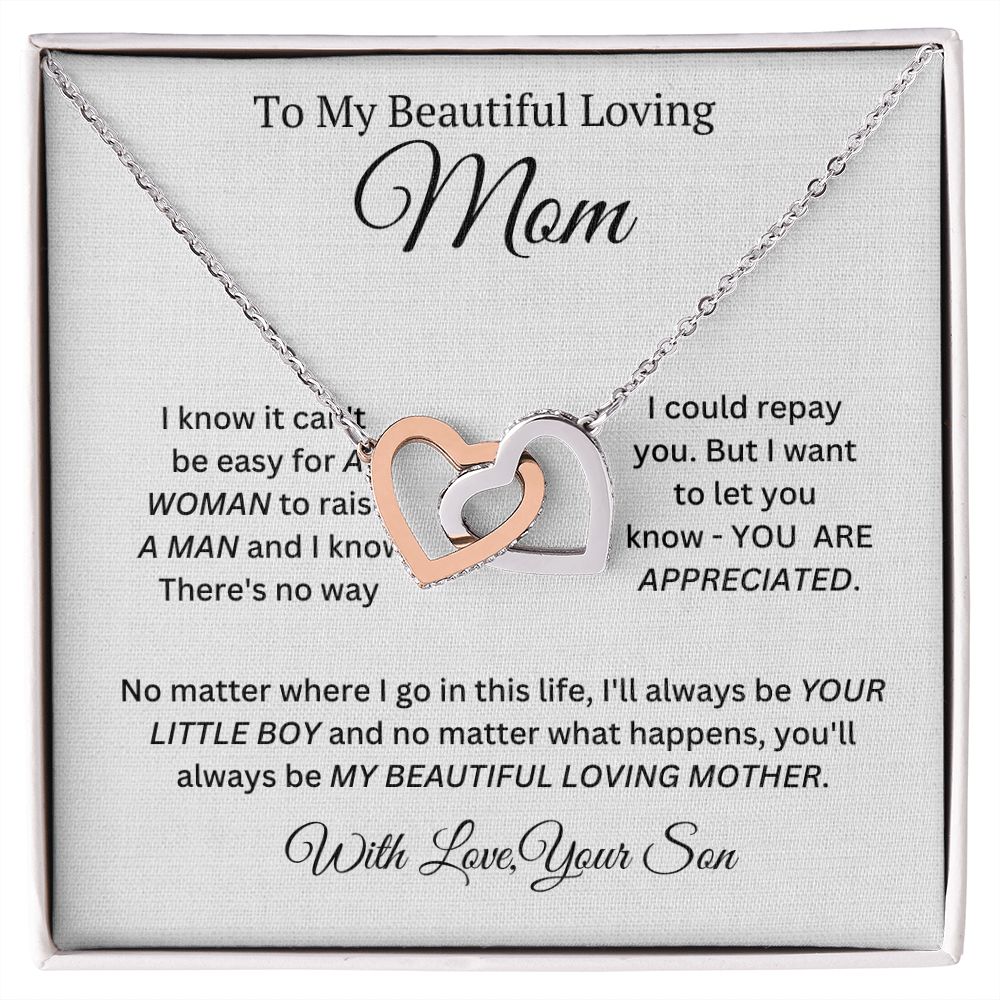 My Beautiful Loving Mom Interlocking Heart Necklace