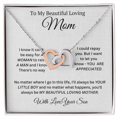 My Beautiful Loving Mom Interlocking Heart Necklace