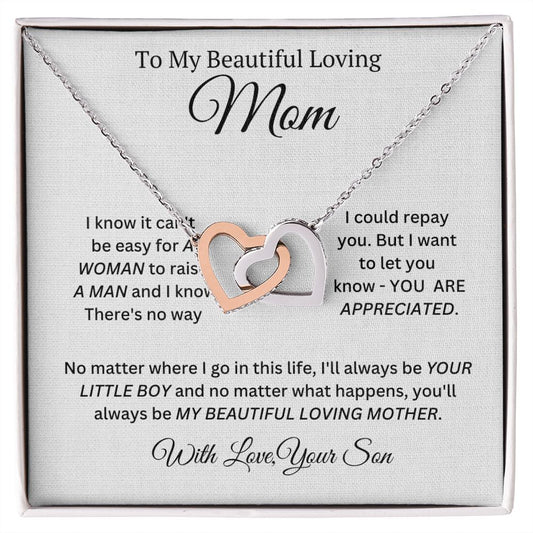 My Beautiful Loving Mom Interlocking Heart Necklace