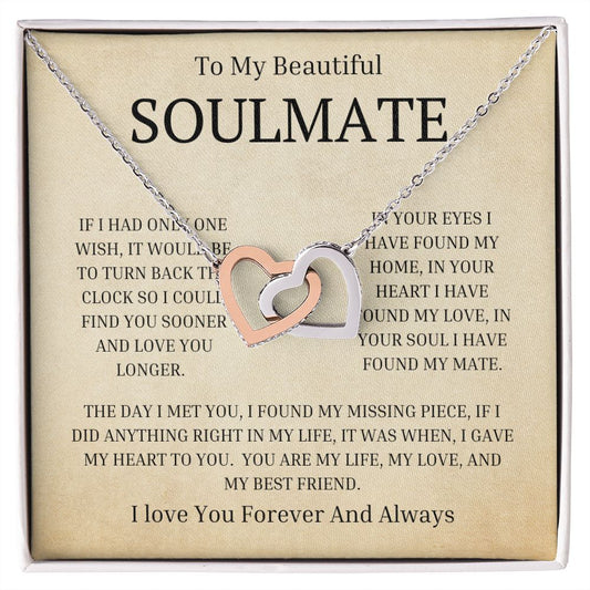 To My Beautiful Soulmate Interlocking Hearts Necklace