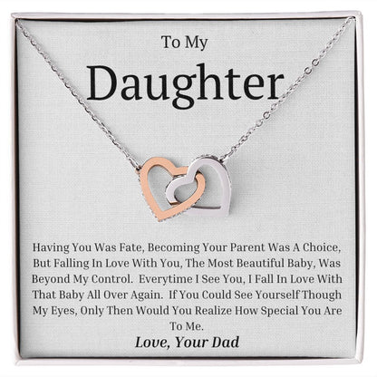To My Daughter Interlocking Hearts necklace