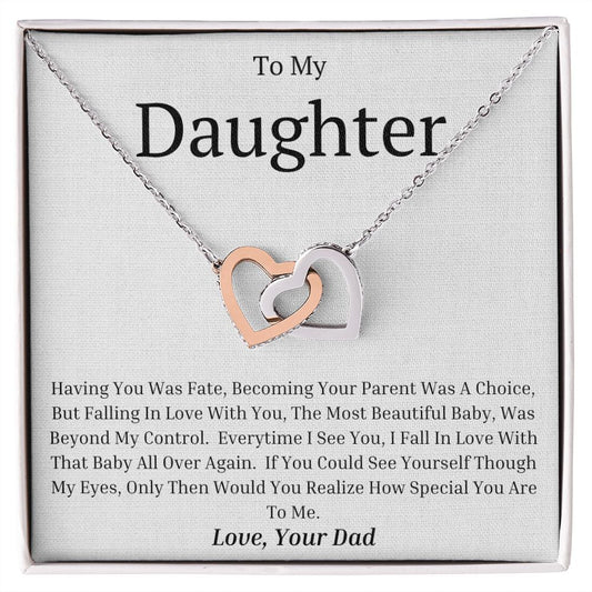 To My Daughter Interlocking Hearts necklace