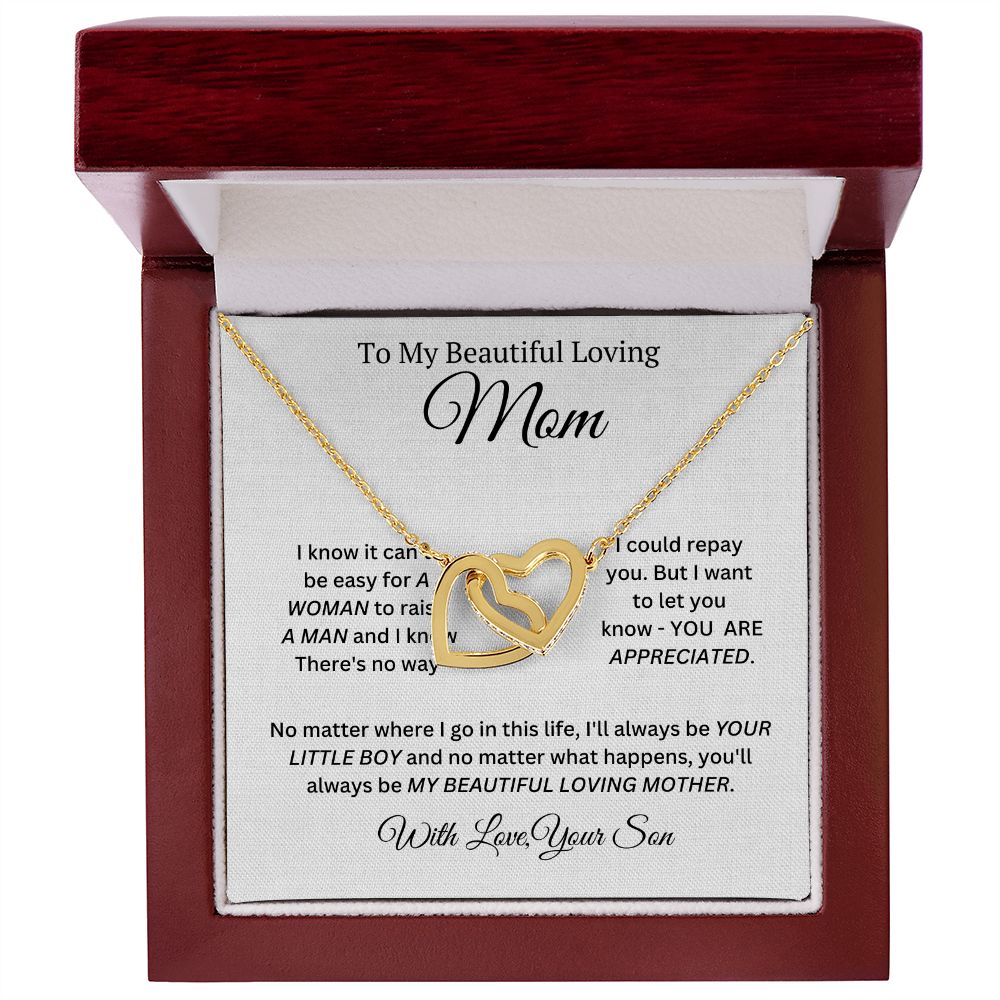 My Beautiful Loving Mom Interlocking Heart Necklace